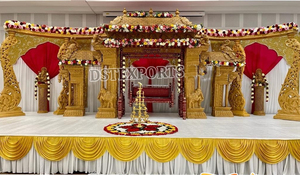 Estilo abierto de madera Manavarai Mandap Cum Stage Best Cultural Wedding Mandaps Precios de fábrica Handcrafted Fiber Mandapam DST Exports - Product Image 4