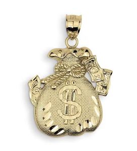 สร้อยคอจี้เครื่องราง moneybag สีทอง10K สำหรับผู้ชายและผู้หญิงของขวัญเครื่องประดับสัญลักษณ์ความมั่งคั่งแฟชั่นสำหรับผู้ชายและผู้หญิง - Product Image 1