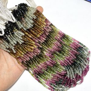 Cuentas de Briolette con forma de rondelle facetadas de turmalina Natural de 3,5 MM para la fabricación de joyas con cuentas de piedra multiturmalina - Product Image 2