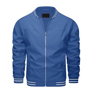 Blouson aviateur d'hiver décontracté en satin pour hommes veste d'université athlétique brodée en tissu satiné de décoration à boutons en polyester pour hommes - Product Image 1