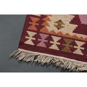 Alfombra Turca de 2.6x4.8 pies, Alfombra Pequeña Vintage, Alfombra de Lana a Cuadros Rojos - Product Image 3