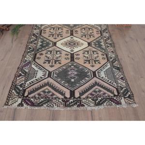 Tapis turc vintage 4,3x6,1 pi (132x186 cm), tapis rayé marron - Product Image 5