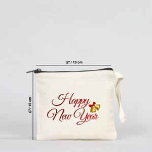 Bolsa de algodón personalizada de Año Nuevo, 6 5 (15 13 cm), bolsa con cremallera, embalaje para regalo navideño, diseño de campanas de Feliz Año Nuevo, reutilizable - Product Image 1