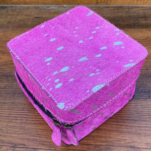New Western Stylish Handcrafted Metallic Hair on Hide Fur Leather <b>Jewelry</b> <b>Boxes</b> Cute Travel <b>Jewelry</b> Essentials Minimal Storage - Product Image 2