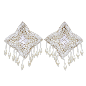 Pendientes de gota y cuentas hechos a mano | Joyería nupcial y de noche elegante | Bonjour Namaste | Venta al por mayor Canadá Europa - Product Image 4