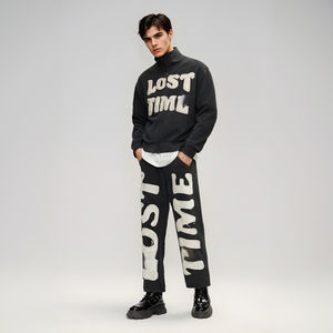 Ensemble sweat à capuche et pantalon de survêtement en molleton 500 g/m² avec lavage acide personnalisé OEM 2024, broderie, taille plus pour homme, hiver, 100 % coton - Product Image 4