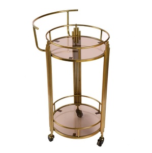 Hot <b>Sale</b> Best Quality Factory Direct Low Price Metal Serving Bar Cart <b>Trolley</b> Copper Finish Hotel <b>Trolley</b> <b>for</b> Room - Product Image 1
