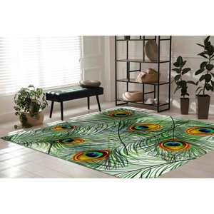 Tapis en plumes de paon : Tapis d'appoint moderne antidérapant, Tapis imprimé, Tapis en chenille - Product Image 4