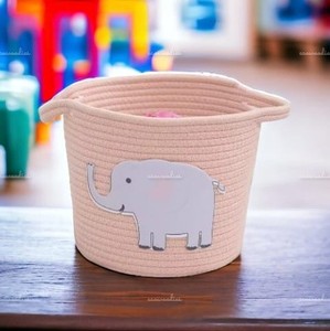 Cesta de dibujos animados de cuerda de algodón, cesta de almacenamiento de ropa sucia plegable, cesta de almacenamiento de juguetes para niños, cesta de cuerda de algodón para habitación de guardería - Product Image 4