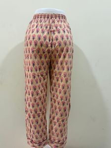 Pantalones de pijama con estampado de bloque de algodón para mujer, pantalones de salón estampados de estilo bohemio, pantalones de algodón con estampado de árbol étnico - Product Image 6