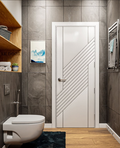 Nouvelle conception moderne minimaliste, porte intérieure en MDF résistante à l'humidité pour villa, avec surface finie en PVC polymère imitation bois - Product Image 5