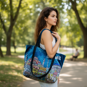 Wholesale DAFNI <b>BIG</b> PAZAR Luxury Silk Velvet Open Tote <b>Handbags</b> Custom Digital Printed Polyester 45x45cm Eco-friendly Shoulder - Product Image 1