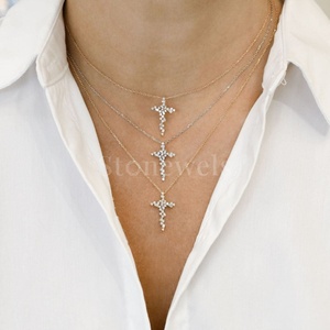 Collar de diamantes de racimo cruzado de Plata de Ley 925, joyería de declaración espiritual para hombres y mujeres directamente desde la India - Product Image 5