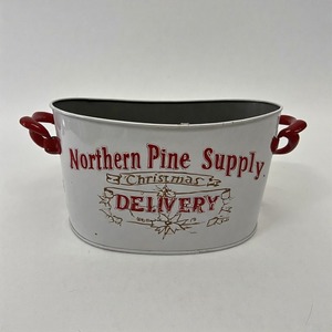 Twinkling Fir Walk Planter in Vintage Metal Ideal <b>for</b> Seasonal Porch Displays with Winter Greens and <b>Ornaments</b> - Product Image 2