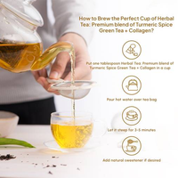 Grosir kualitas Premium 100% teh Herbal rasa murni dan alami (kunyit bumbu teh hijau + kolagen) dari pemasok India