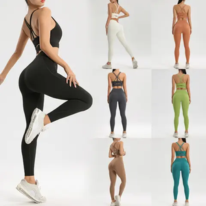 Conjunto de traje de Yoga sin costuras colorido, equipo de ejercicio de Fitness de cintura alta de secado rápido, ajustado para correr sólido de Tallas grandes - Product Image 6