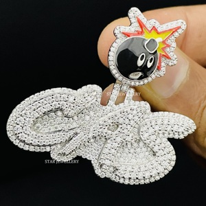 Colgante de Oro 10K con Diamantes Naturales Redondos de Corte Brillante, Letra Personalizada, Estilo Hip Hop, Joyería Unisex con Engaste Personalizado - Product Image 1