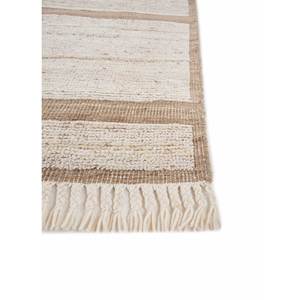 Blythe Ivory Striped Abstract <b>Boho</b>-Inspired Hand Knotted Afghan Wool <b>Rug</b> for Home Living Room Carpet Rectangle Hallway - Product Image 4