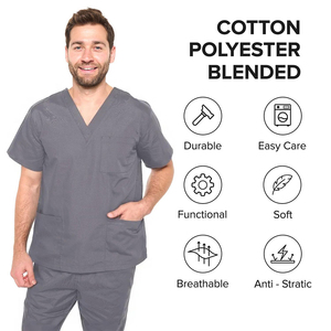 Conjuntos de fregado para correr a la moda al por mayor, mezcla de algodón y poliéster, uniformes médicos para hospitales, uniformes de enfermería para hombres y mujeres de proveedor - Product Image 4