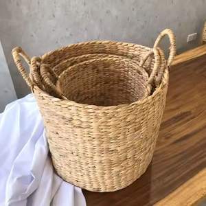 Panier de jacinthe d'eau fait à la main organisateur de stockage durable léger décoratif écologique naturel pour la cuisine - Product Image 2