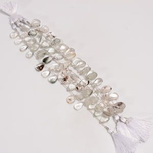 Perles en forme de poire en quartz Lodolite, pierre précieuse en quartz Lodolite, perles lisses fabrication de bijoux perles de pierres précieuses naturelles - Product Image 1