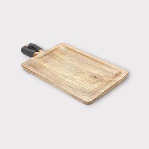 Bandeja de Servicio Portátil de Madera de Mango con Asa de Yute, Diseño Moderno, Almacenamiento para Cocina y Sala de Estar, de un Solo Nivel - Product Image 3