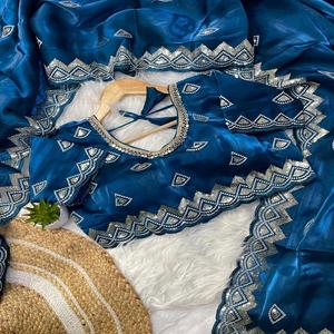 Nouvelle arrivée dernière tenue à la mode pur doux Zimmy Choo soie Saree avec broderie 3mm séquence travail femme mode exportateur - Product Image 1