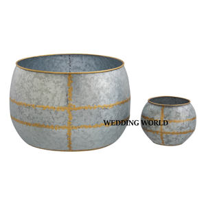 Set Three Metal Planter Excellent Quality Handmade Eco-Friendly Lightweight Customizable Home Garden Classic Tabletop Designer - Product Image 2