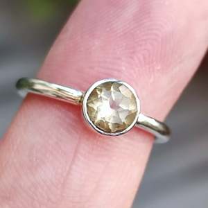 Citrine 8mm Bezel <b>Set</b> 925 Sterling <b>Silver</b> Handmade Boho <b>Ring</b> November Birthstone Jewelry Perfect Gift Her Birthday Anniversary - Product Image 3