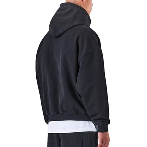 Sweat-shirts à capuche zippés pour hommes, coupe régulière, 100 % coton molletonné tricoté, avec logo personnalisé sur le devant, écologiques, grandes tailles, pour l'hiver, vente en gros - Product Image 3