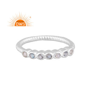 Mejor Venta de plata esterlina fina labradorita natural y piedra de la luna del arco iris anillo de declaración de piedras preciosas fabricante de joyería personalizada - Product Image 1