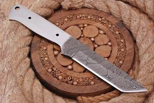 Cuchillo tanto de acero de Damasco al por mayor, cuchillas en blanco con Funda de cuero, cuchillo de caza de primera calidad, suministros para compras a granel - Product Image 2