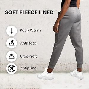Pantalons de survêtement en molleton respirant à taille élastique pour femmes, coupe mi-longue, style hip-hop, 65% polyester, 35% coton, avec poches - Product Image 3