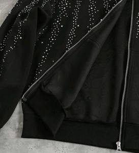 Sweat à capuche zippé pour homme en coton 100% avec strass, veste streetwear scintillante avec cristaux, respirante, de haute qualité et luxueuse - Product Image 5