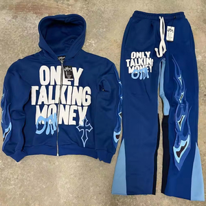 Top Quality Premium Men's Sport Tracksuits Custom Your Logo 3D Puff Print Heavy Weight Clothing Tracksuit - Product Image 1