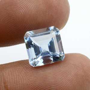 Piedra preciosa aguamarina azul natural Asscher Cut 4.80Cts para la fabricación de joyas - Product Image 2