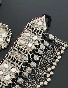 HandmadeAfghan Traditional Wear Set Anillos Gargantilla Pendientes Bindi Tikka Regalos de acero inoxidable por AM IMPEX - Product Image 3