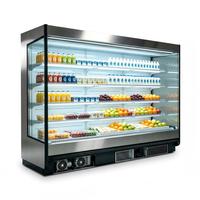 Vitrine réfrigérée commerciale à façade ouverte, présentoir réfrigéré ouvert pour supermarché, refroidisseur ouvert pour aliments et boissons