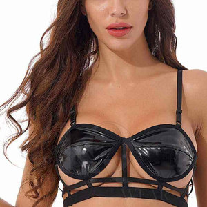 Soutien-gorge en cuir léger et respirant pour femme, grande taille, avec couche intérieure douce, logo frontal, maintien élevé, style minimaliste - Product Image 3