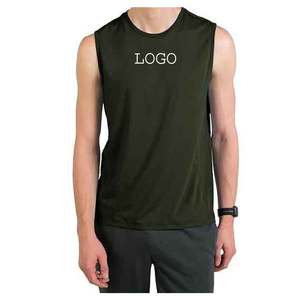 Camisetas sin mangas de entrenamiento verde oscuro para hombre, ropa activa de culturismo de verano, ropa de gimnasio lisa sin mangas, estilo de camiseta - Product Image 1