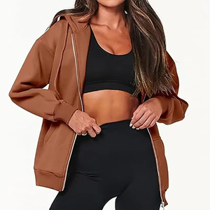 Femmes Zipper Style Full Zip up Hoodie Manches Longues Surdimensionné Polaire Y2K Veste avec Poches Automne Tenues pour L'hiver - Product Image 6