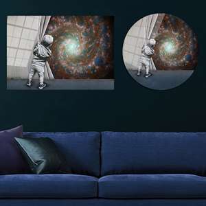 Toile imprimée : Aventure cosmique - Œuvre d'art galactique vibrante, ART SUR VERRE TÉRMÉRISÉ - Product Image 1