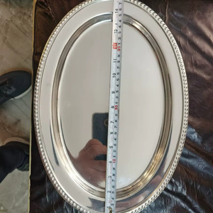 Bandeja Ovalada para Servir, Bandeja Plateada de Acero Inoxidable, Apta para Lavavajillas, Diseño de Cocina, para Bodas, Restaurantes, Platos - Product Image 1