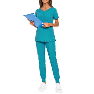 Ensemble de blouses médicales personnalisées pour femmes, uniforme de personnel hospitalier, ensemble de blouses avec haut et pantalon en tissu tricoté pour les infirmières et les médecins - Product Image 1