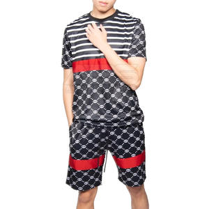 Ensemble T-shirt et short décontracté pour homme, style streetwear estival, logo personnalisé, respirant, séchage rapide, 100% coton - Product Image 1