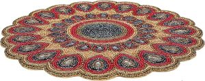 Glass Beaded <b>Round</b> Scalop Floral Gold Red Grey <b>Placemats</b> for Dining Table Beaded <b>Placemats</b> for Holiday & Christmas Thanksgiving - Product Image 3