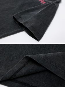 เสื้อยืดลำลองแนวสตรีทผ้าคอตตอน100% โลโก้ด้านหน้าทรงหลวมเข้ารูป - Product Image 6