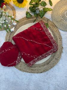 Sari luxueux et tendance, travail de perles originales, tissu en soie, longueur de 5,50 mètres, style traditionnel - Product Image 5