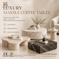 Table basse en marbre Calacatta Viola sur socle bas personnalisable, tables en marbre noir Marmor Cube