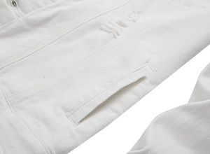 Chaqueta vaquera de lona de estilo alto para hombre de diseñador, ropa de calle con capucha de invierno con logotipo frontal al por mayor - Product Image 3